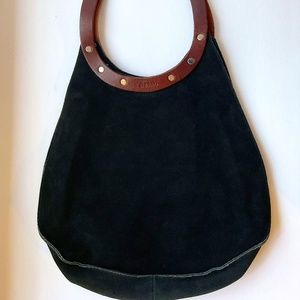 DEAN suede Leather boho black bag